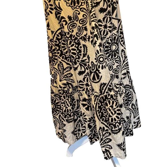King Kong Black White Sundress Maxi Layers Italy Cotton Adjustable Straps Lace M - Picture 3 of 12